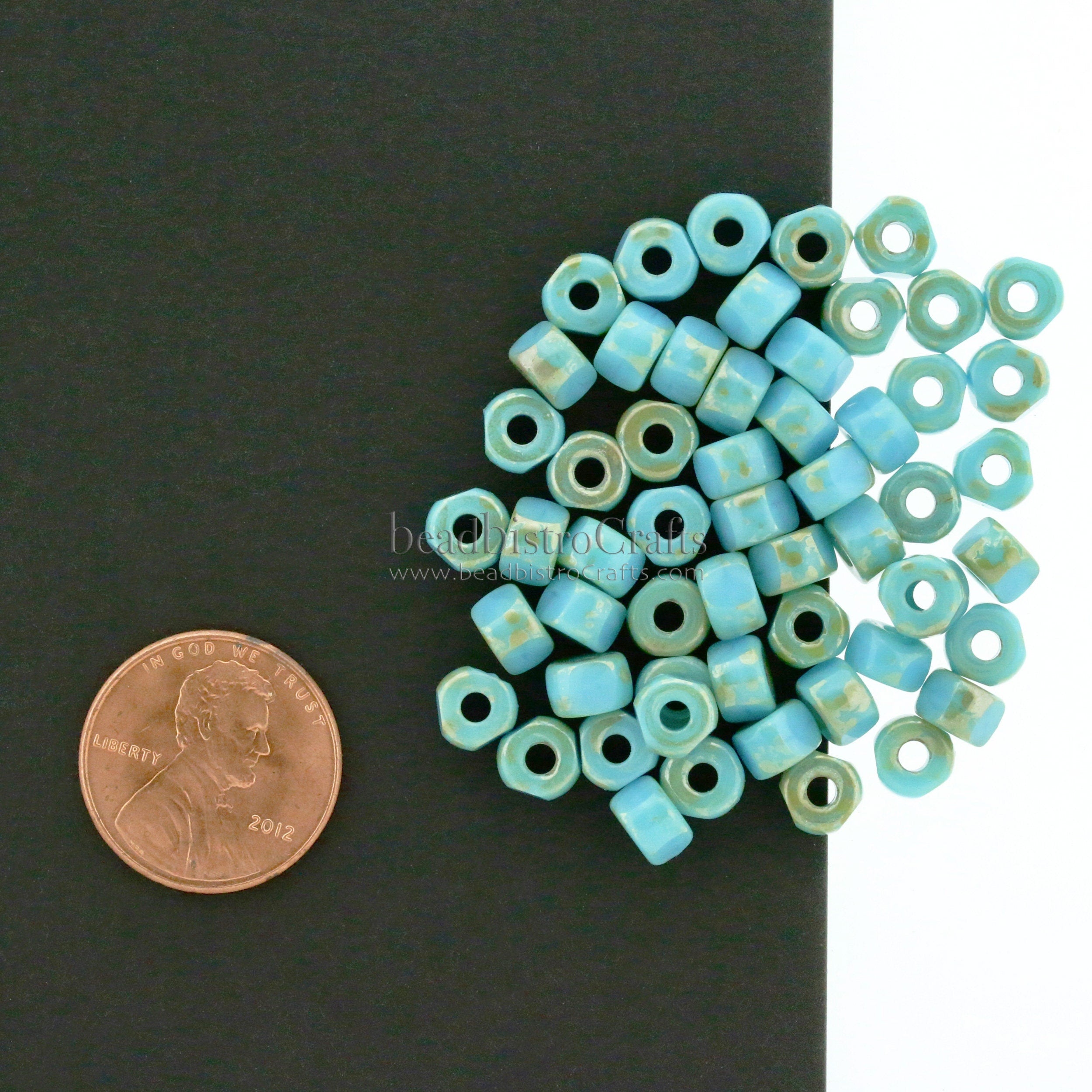 10g Matubo 3 CUT size 2/0 beads Opaque Blue Turquoise REMBRANDT size 2 seed beads