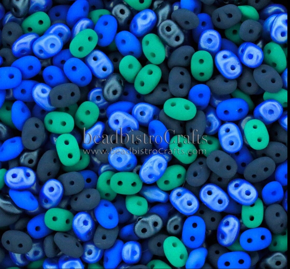 20g Czech SuperDuo 2-hole Beads - Velvet NEON HARBOR Blue Mix * / Custom mix 2.5x5mm