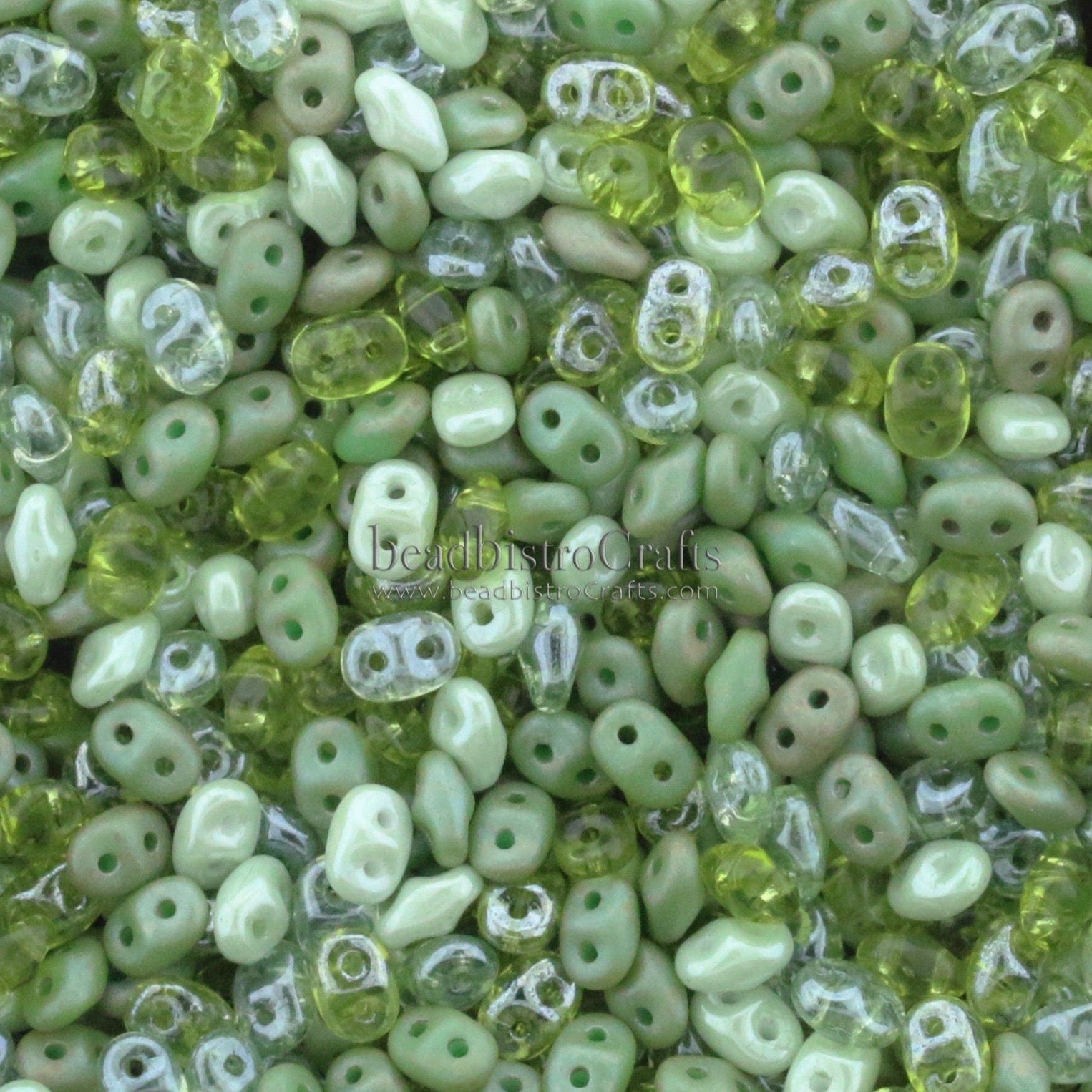 20g Czech SuperDuo 2-hole Beads - BASIL & OLIVINE Mix * / Custom mix 2.5x5mm