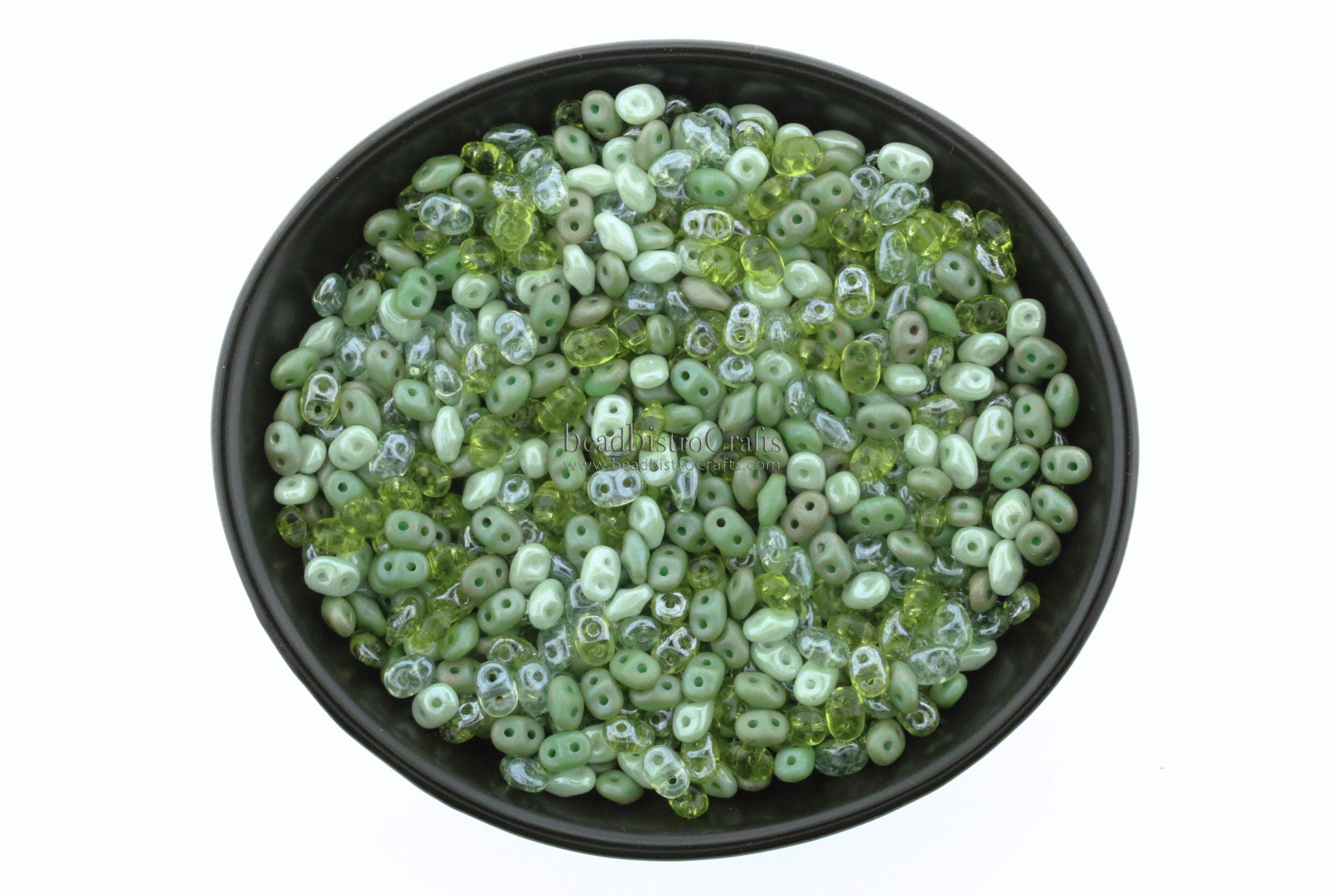 20g Czech SuperDuo 2-hole Beads - BASIL & OLIVINE Mix * / Custom mix 2.5x5mm