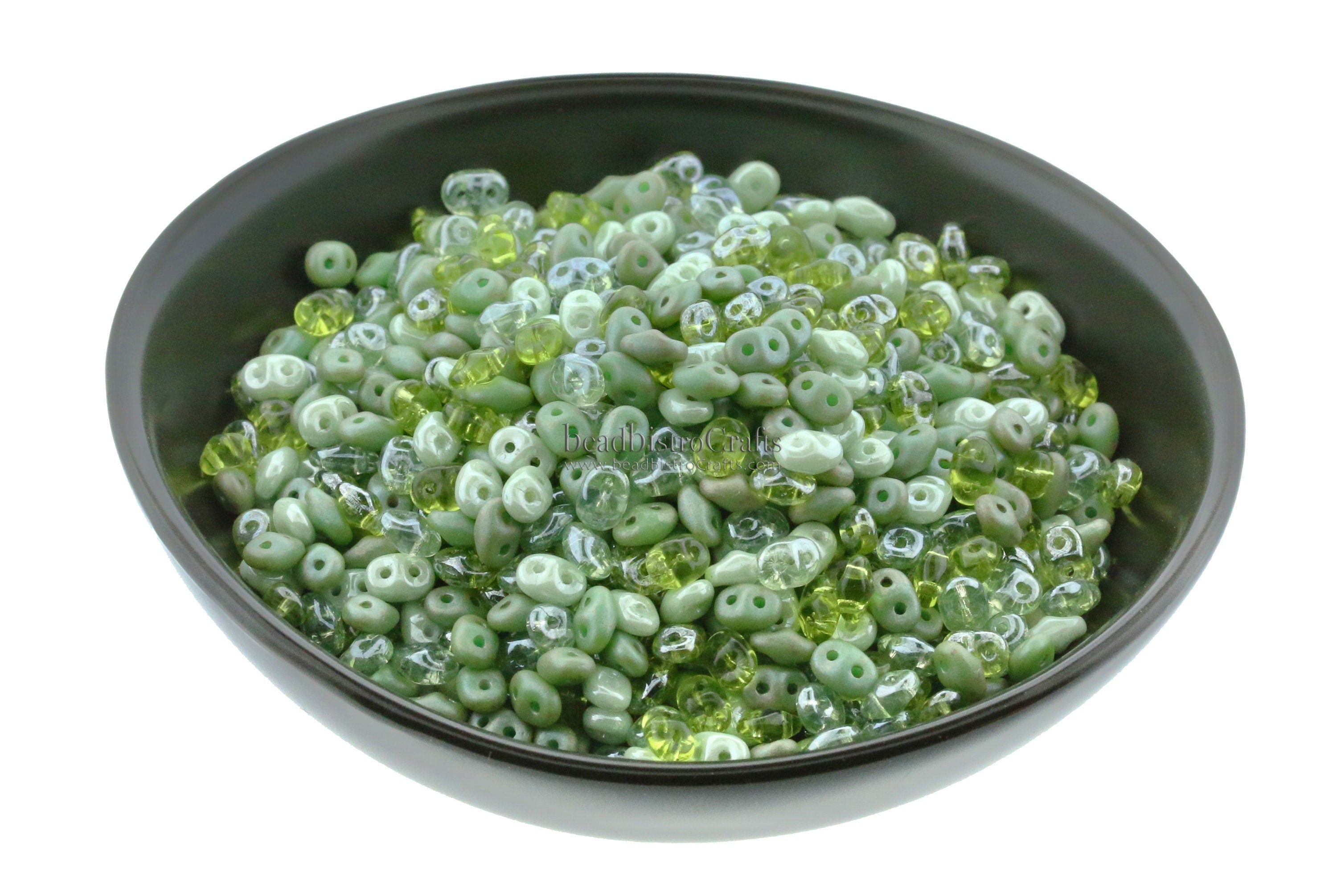 20g Czech SuperDuo 2-hole Beads - BASIL & OLIVINE Mix * / Custom mix 2.5x5mm