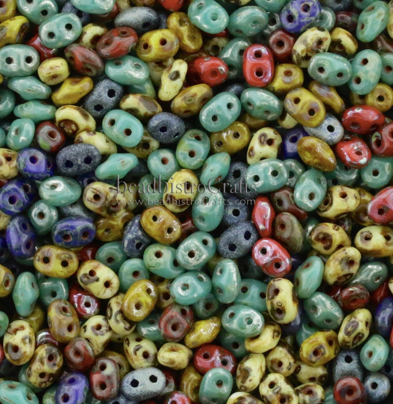 20g Czech SuperDuo 2-hole Beads - STONE TRAVERTINE Mix * / Custom mix 2.5x5mm