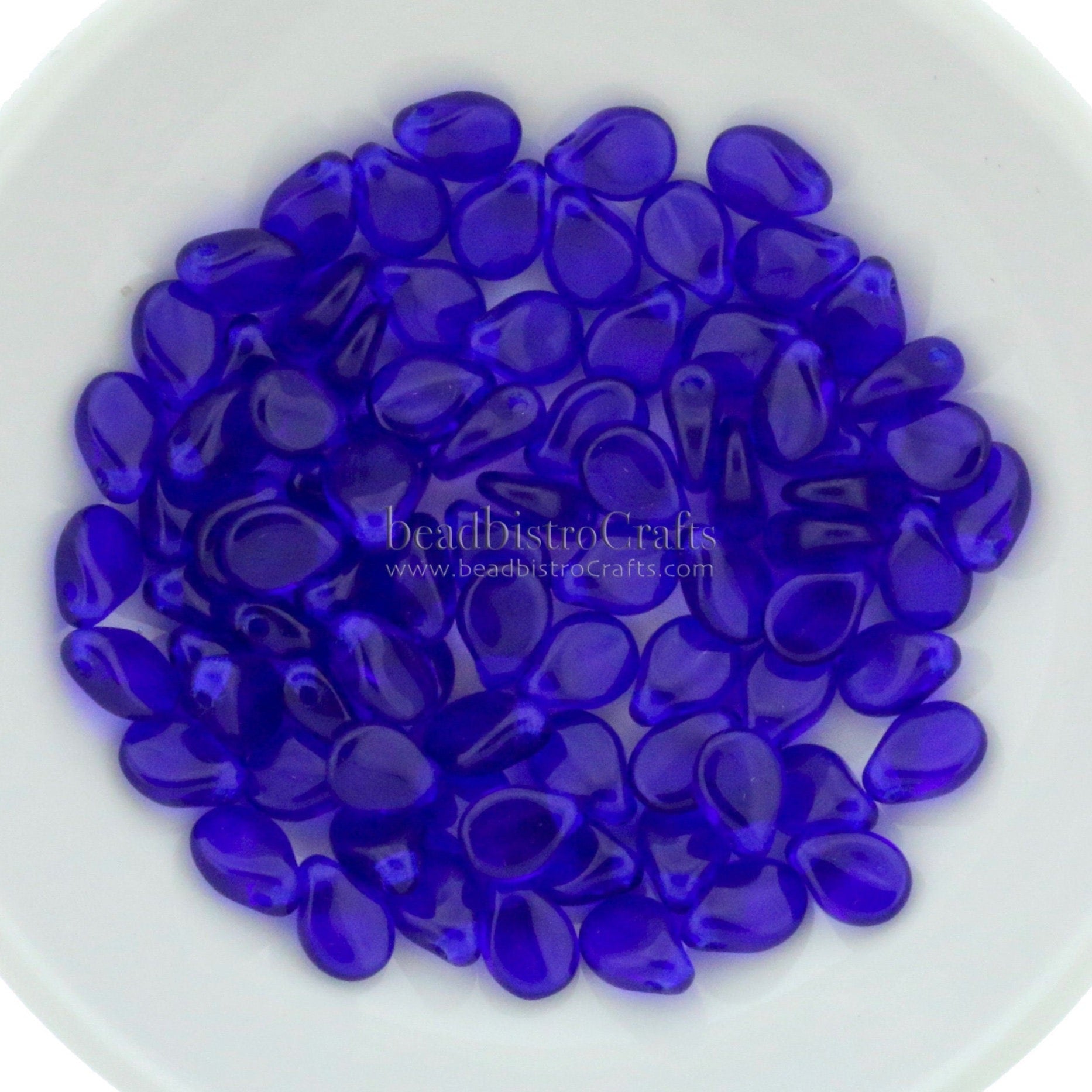 50pcs Czech Pip Beads * Transparent COBALT Petals - Glass Drop Beads - Preciosa Pip 5x7mm