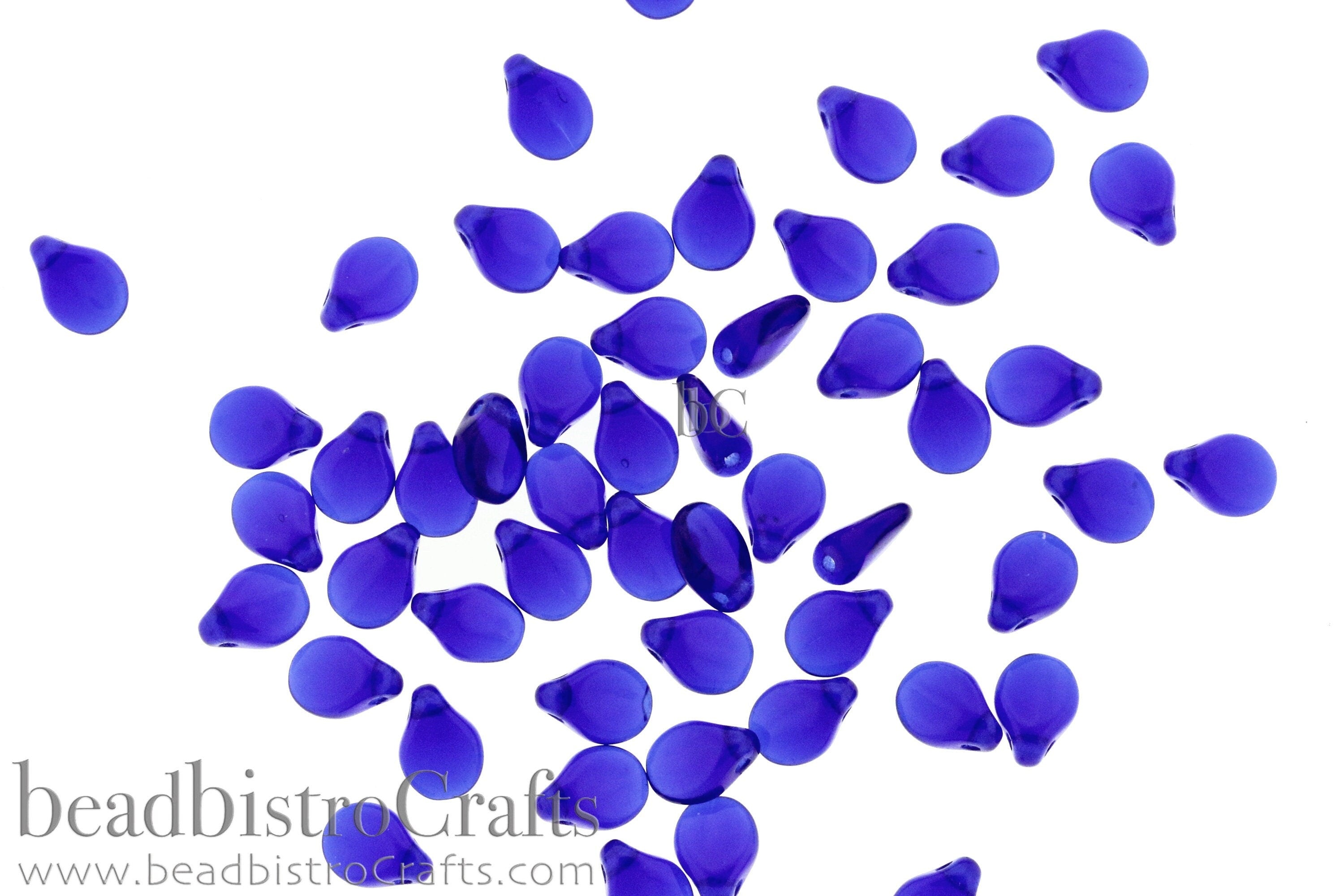 50pcs Czech Pip Beads * Transparent COBALT Petals - Glass Drop Beads - Preciosa Pip 5x7mm