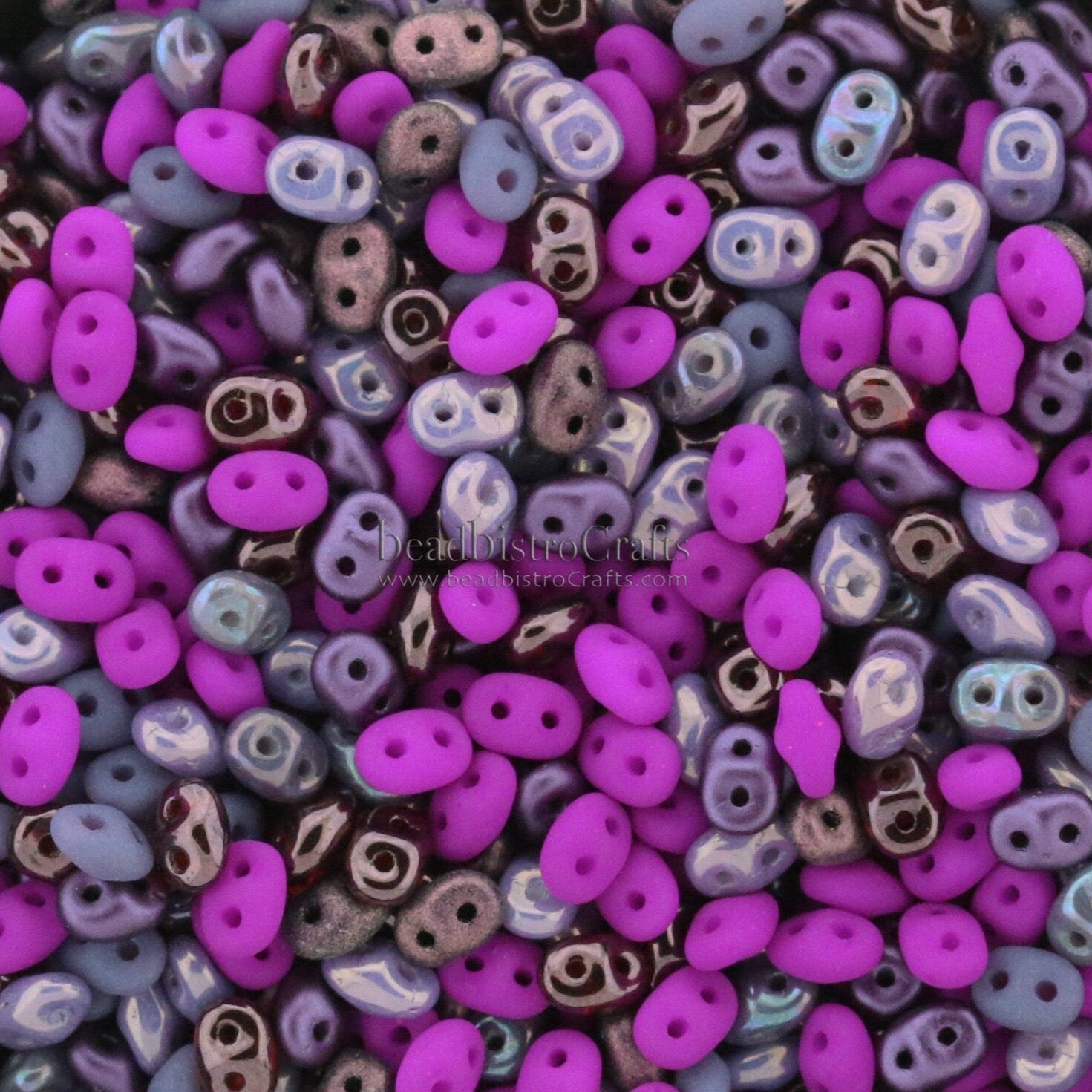 20g Czech SuperDuo 2-hole Beads - PURPLE DAHLIA Mix * / Custom mix 2.5x5mm