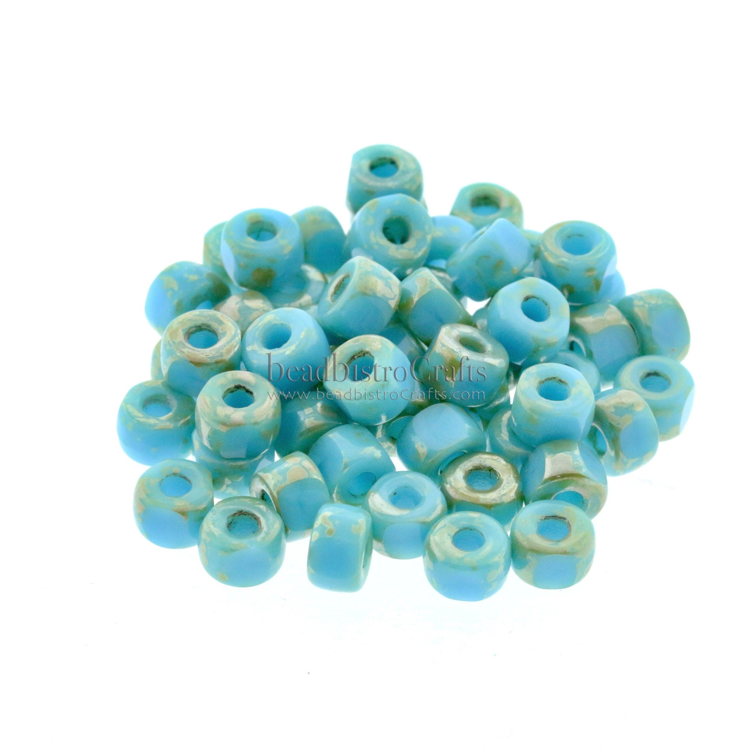 10g Matubo 3 CUT size 2/0 beads Opaque Blue Turquoise REMBRANDT size 2 seed beads