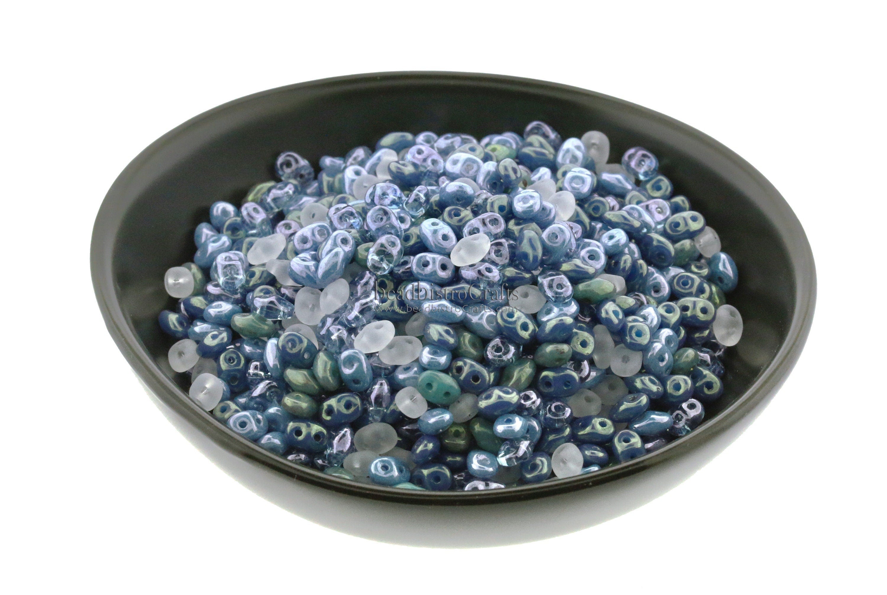 20g Czech SuperDuo 2-hole Beads - GLACIER BLUE LAKE Mix * / Custom mix 2.5x5mm