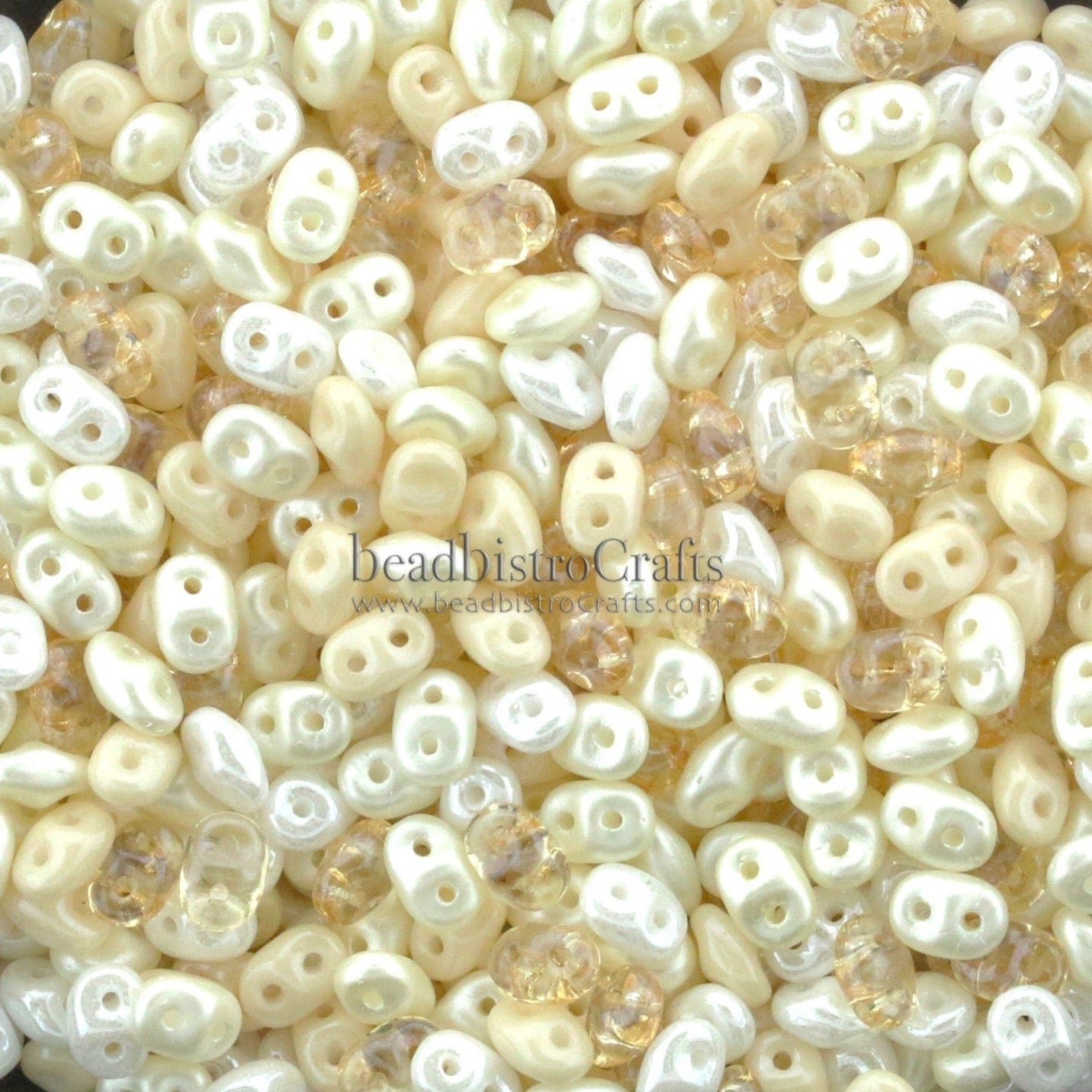 20g Czech SuperDuo 2-hole Beads - PERFECTLY PALE CREAM Mix * / Custom mix 2.5x5mm