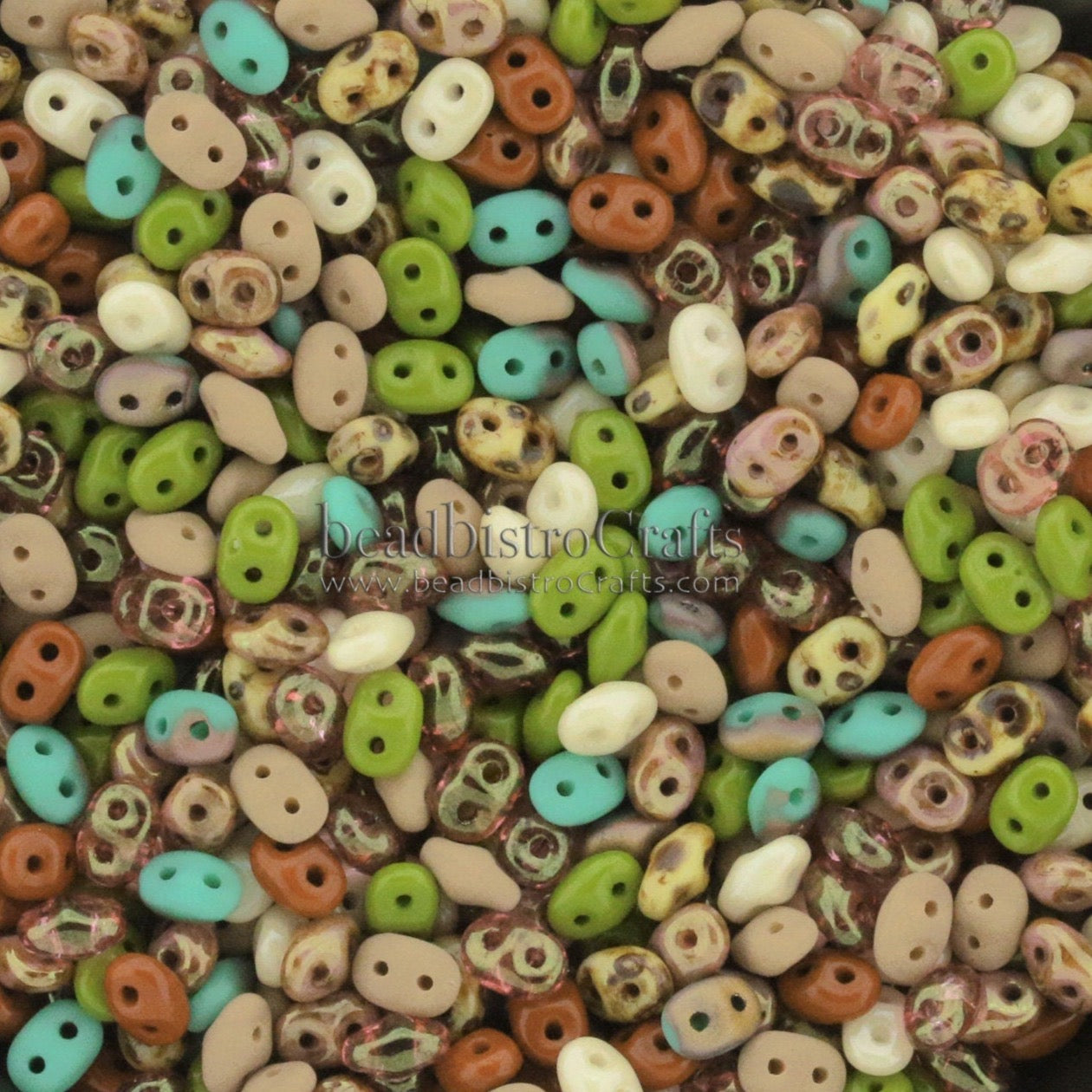 20g Czech SuperDuo 2-hole Beads - MOSSY CLAY TERRACOTTA Mix * / Custom mix 2.5x5mm