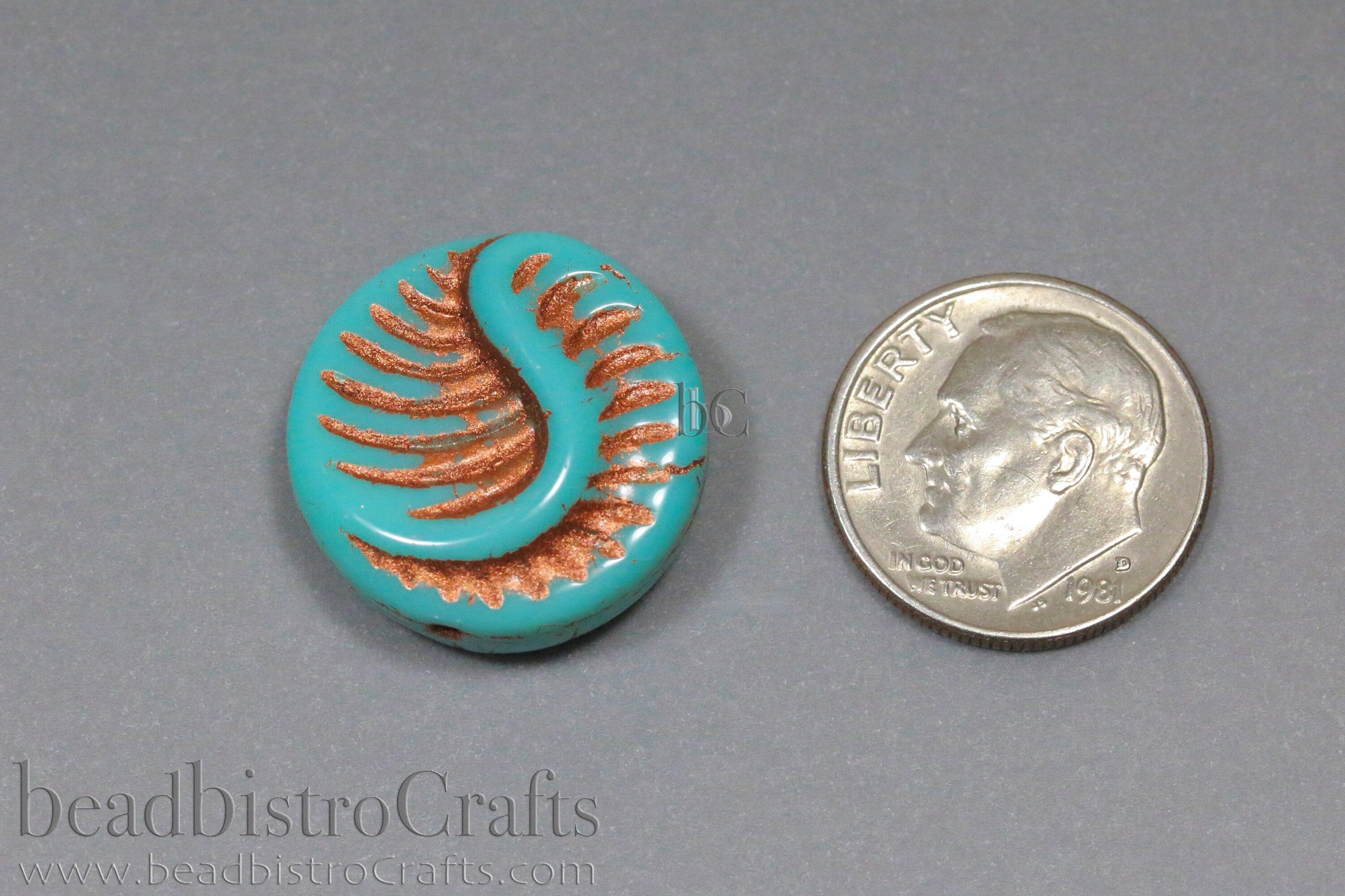 Czech Glass Fossil Beads - 2pcs /6pcs Pressed Czech Coin Beads - CHOOSE COLOR - 19mm