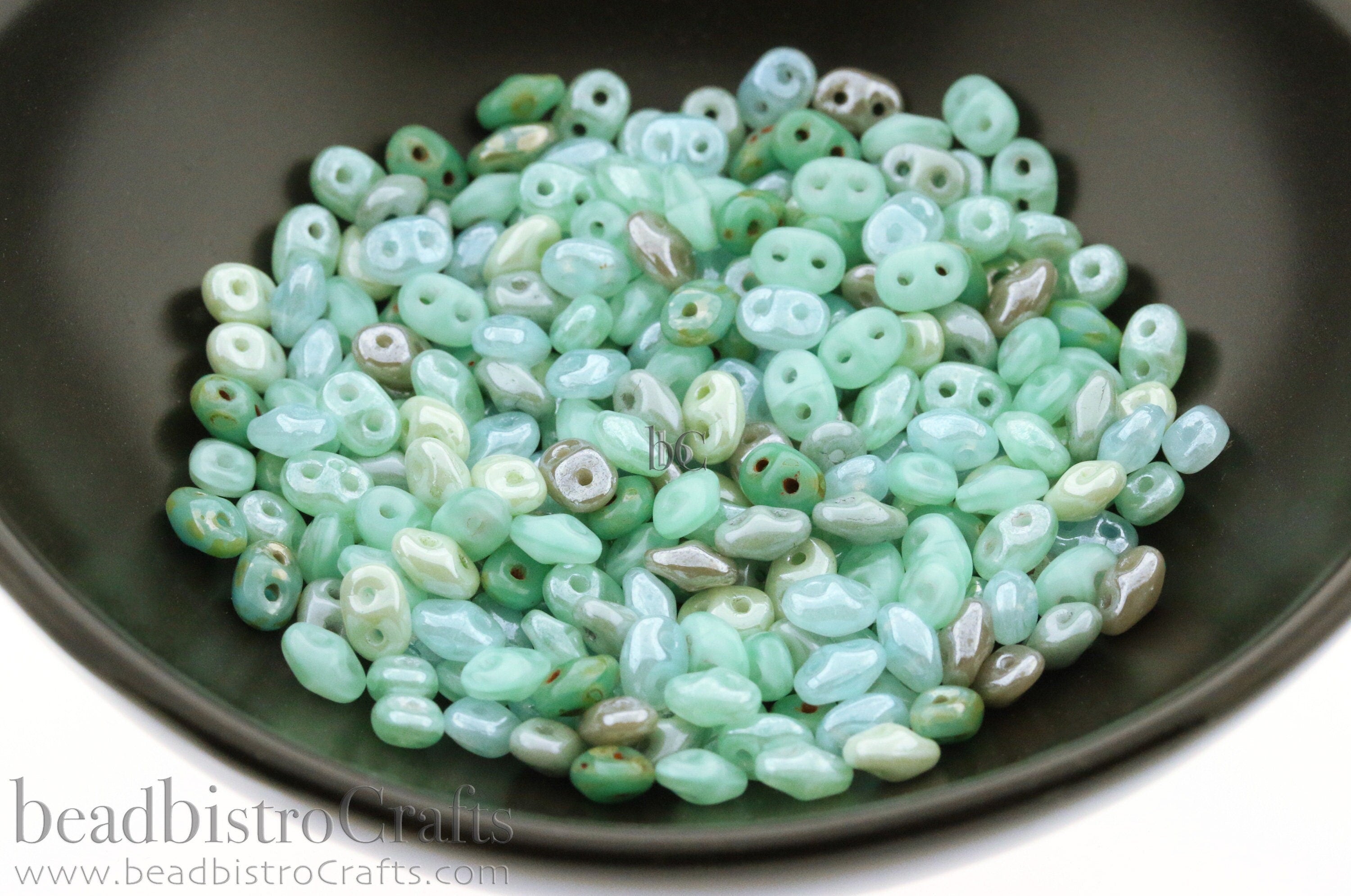 20g Czech SuperDuo 2 hole beads - AQUATIC TURQUOISE OPAL Mix * / Custom mix 2.5x5mm