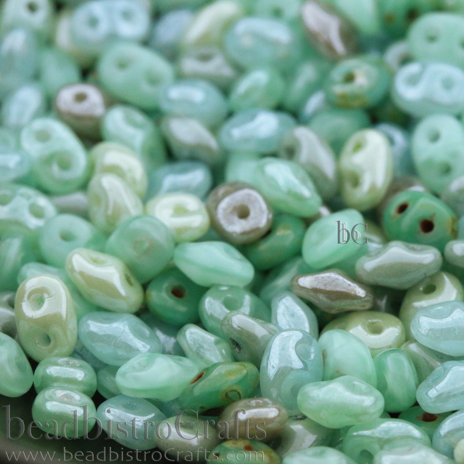 20g Czech SuperDuo 2 hole beads - AQUATIC TURQUOISE OPAL Mix * / Custom mix 2.5x5mm