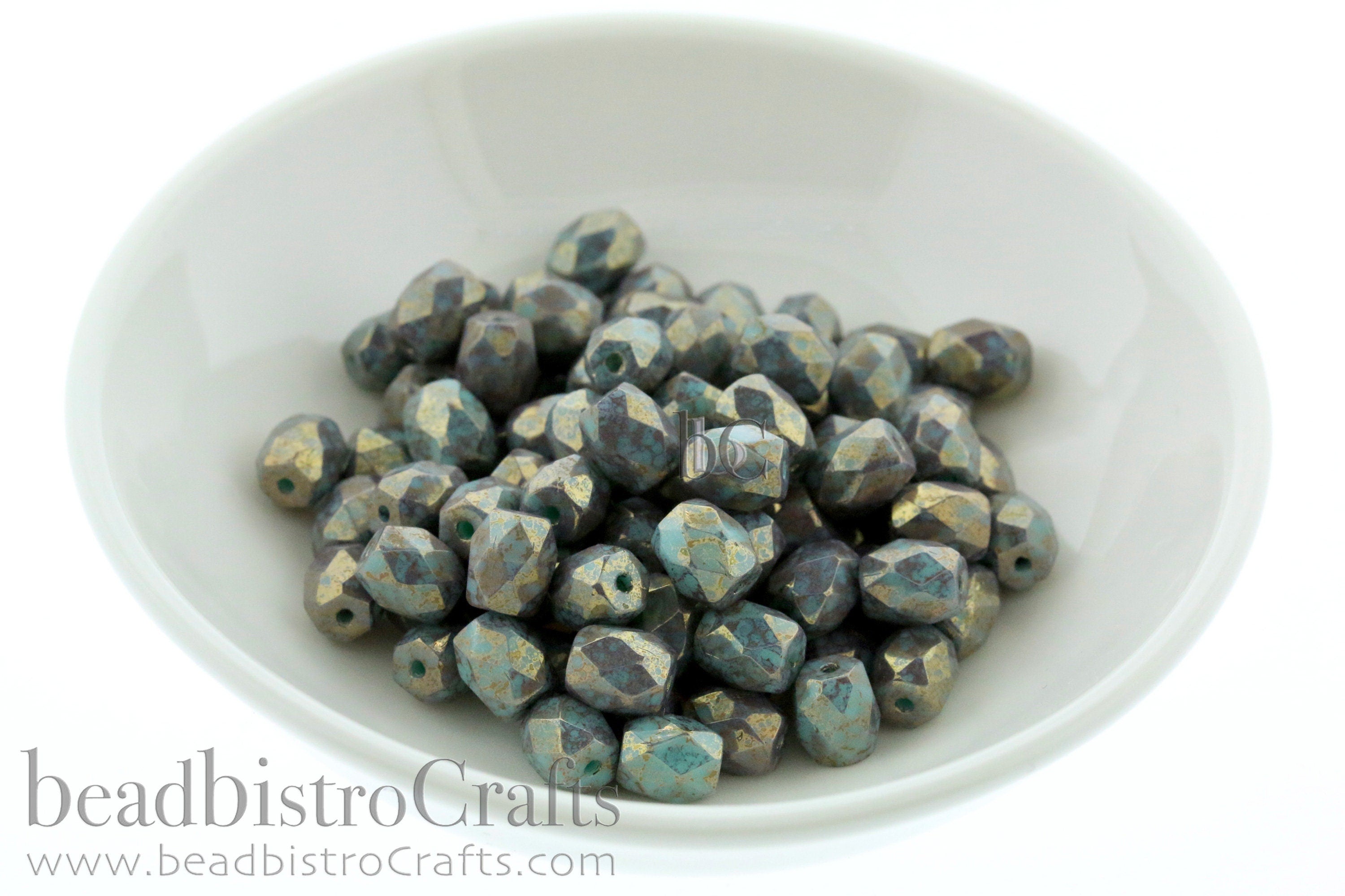 Czech Facetted Beads - BAROS® Par Puca® Beads - Czech Glass Barrel shaped bead - Jade BRONZE * NEW * (20pcs) 6x5mm