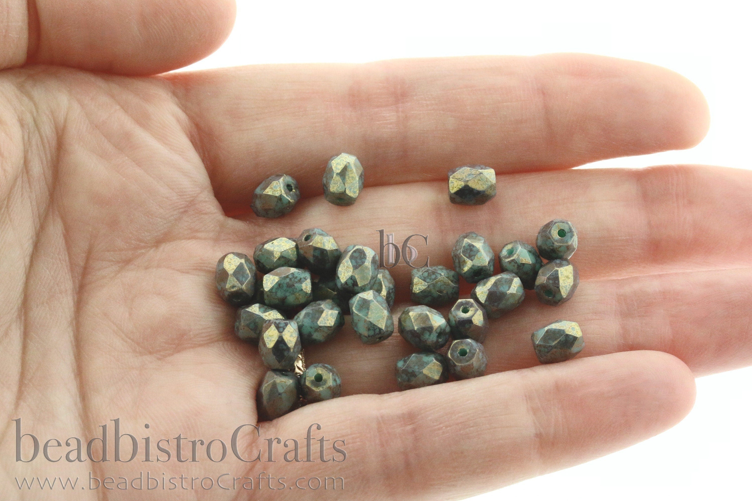 Czech Facetted Beads - BAROS® Par Puca® Beads - Czech Glass Barrel shaped bead - Jade BRONZE * NEW * (20pcs) 6x5mm