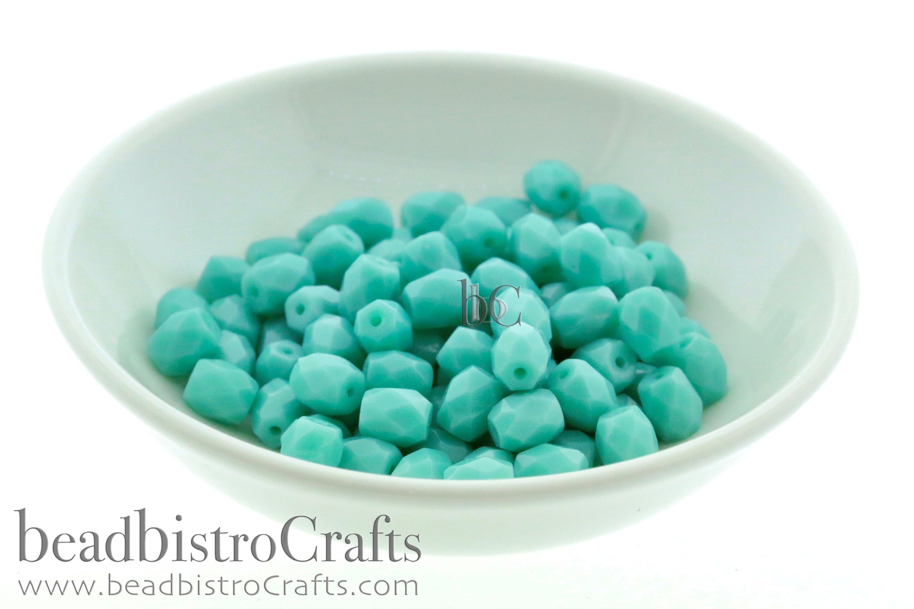 Czech Facetted Beads - BAROS® Par Puca® Beads - Czech Glass Barrel shaped bead - Opaque JADE * NEW * (20pcs) 6x5mm