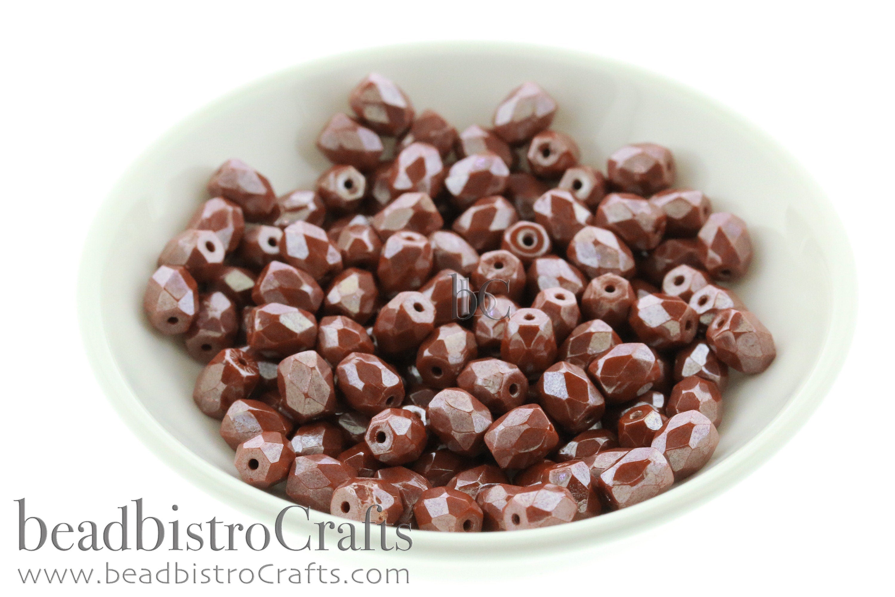 Czech Facetted Beads - BAROS® Par Puca® Beads - Czech Glass Barrel shaped bead - Opaque Chocolate LUSTER * NEW * (20pcs) 6x5mm
