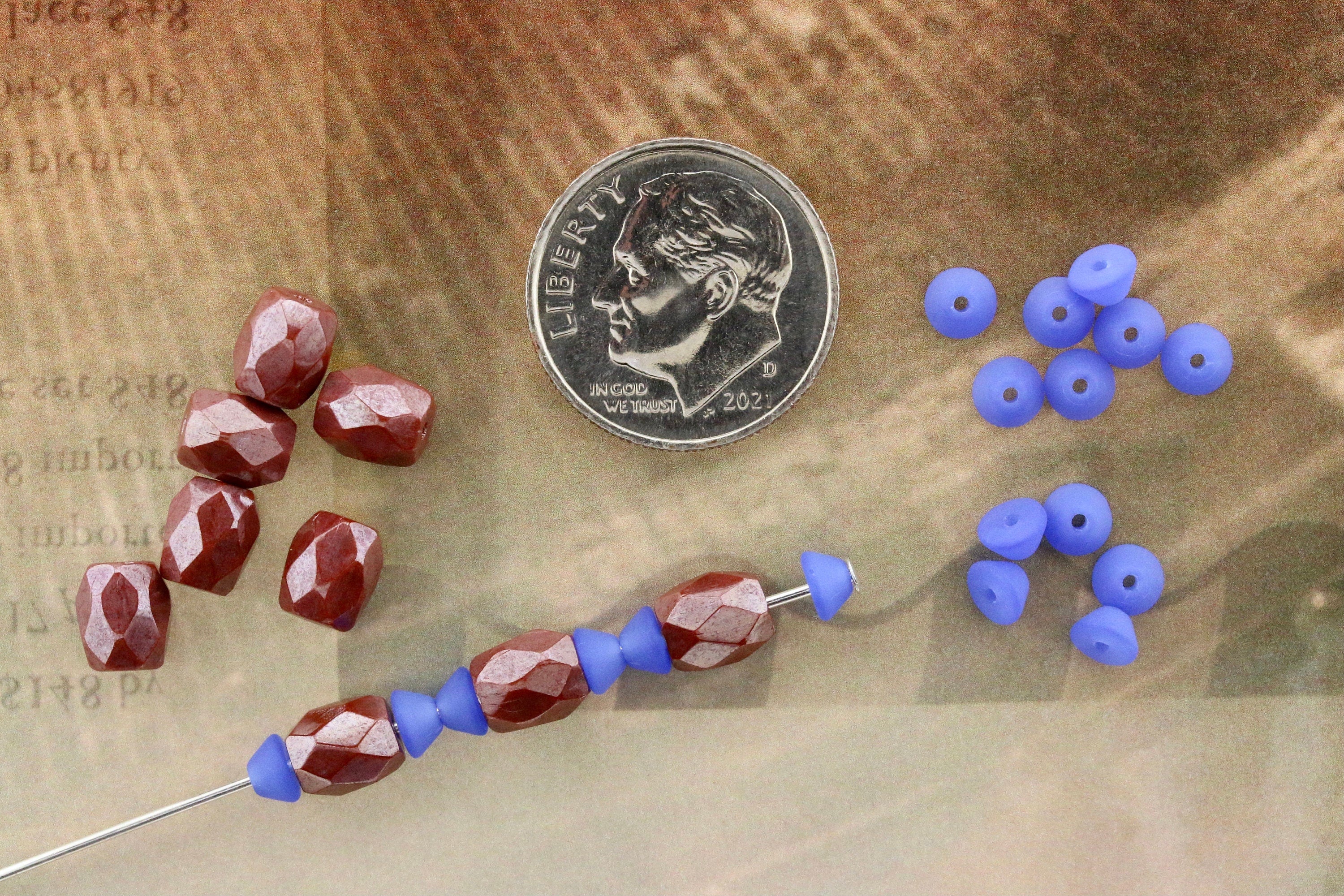 Czech Facetted Beads - BAROS® Par Puca® Beads - Czech Glass Barrel shaped bead - Opaque Chocolate LUSTER * NEW * (20pcs) 6x5mm