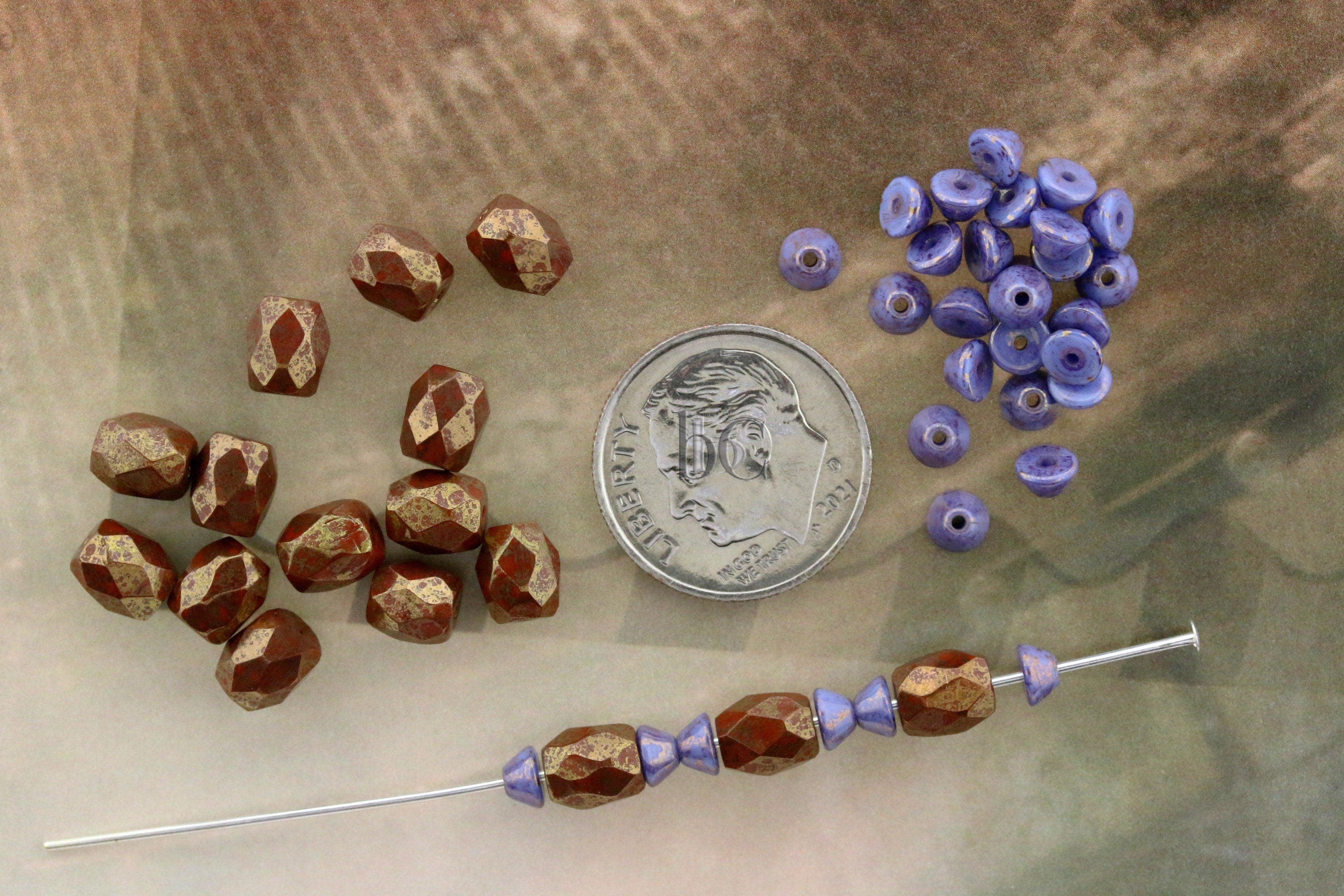 Czech Facetted Beads - BAROS® Par Puca® Beads - Czech Glass Barrel shaped bead - Opaque Chocolate BRONZE * NEW * (20pcs) 6x5mm