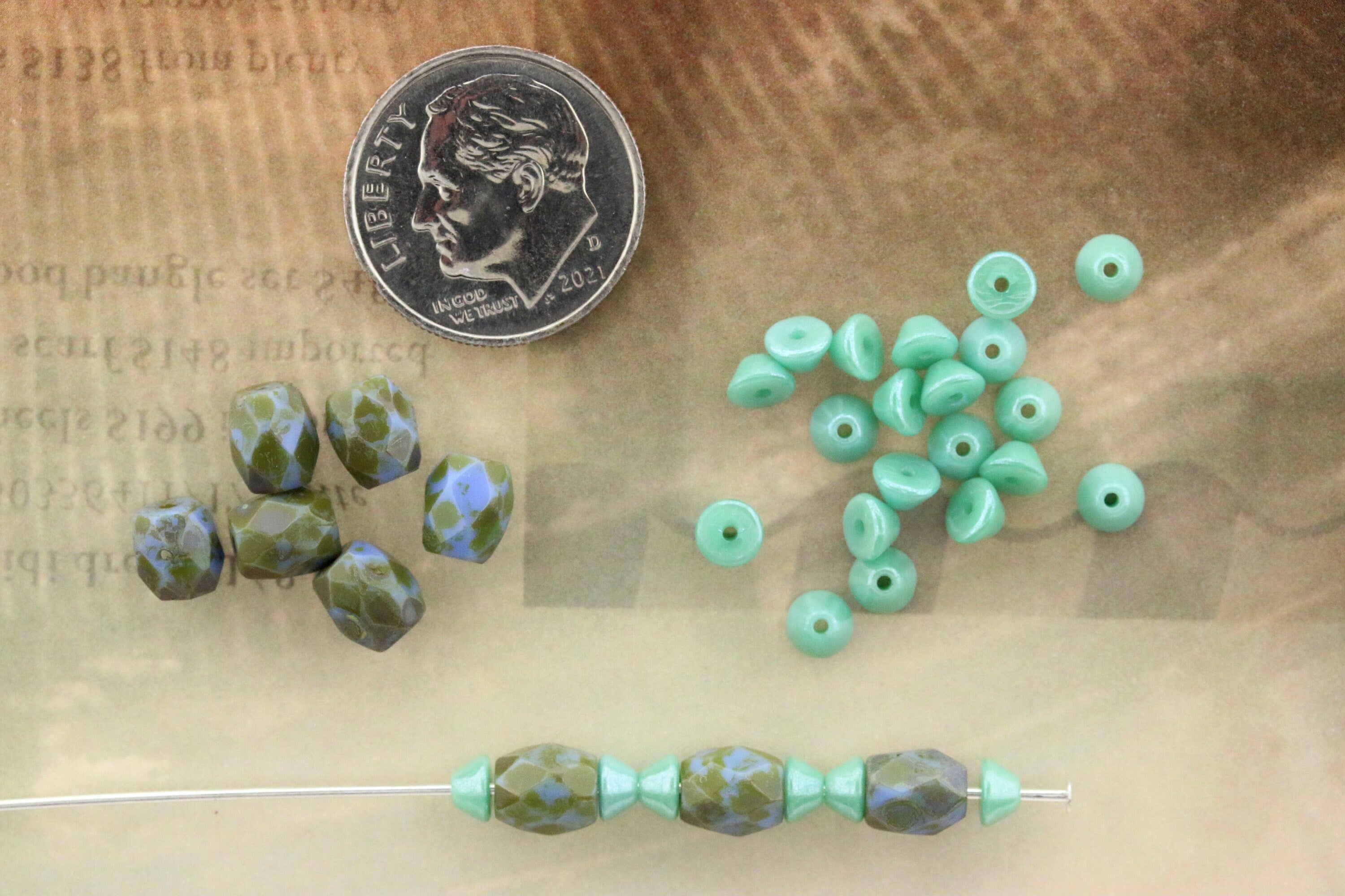 Czech Facetted Beads - BAROS® Par Puca® Beads - Czech Glass Barrel shaped bead - Blue Lagoon TRAVERTINE * NEW * (20pcs) 6x5mm