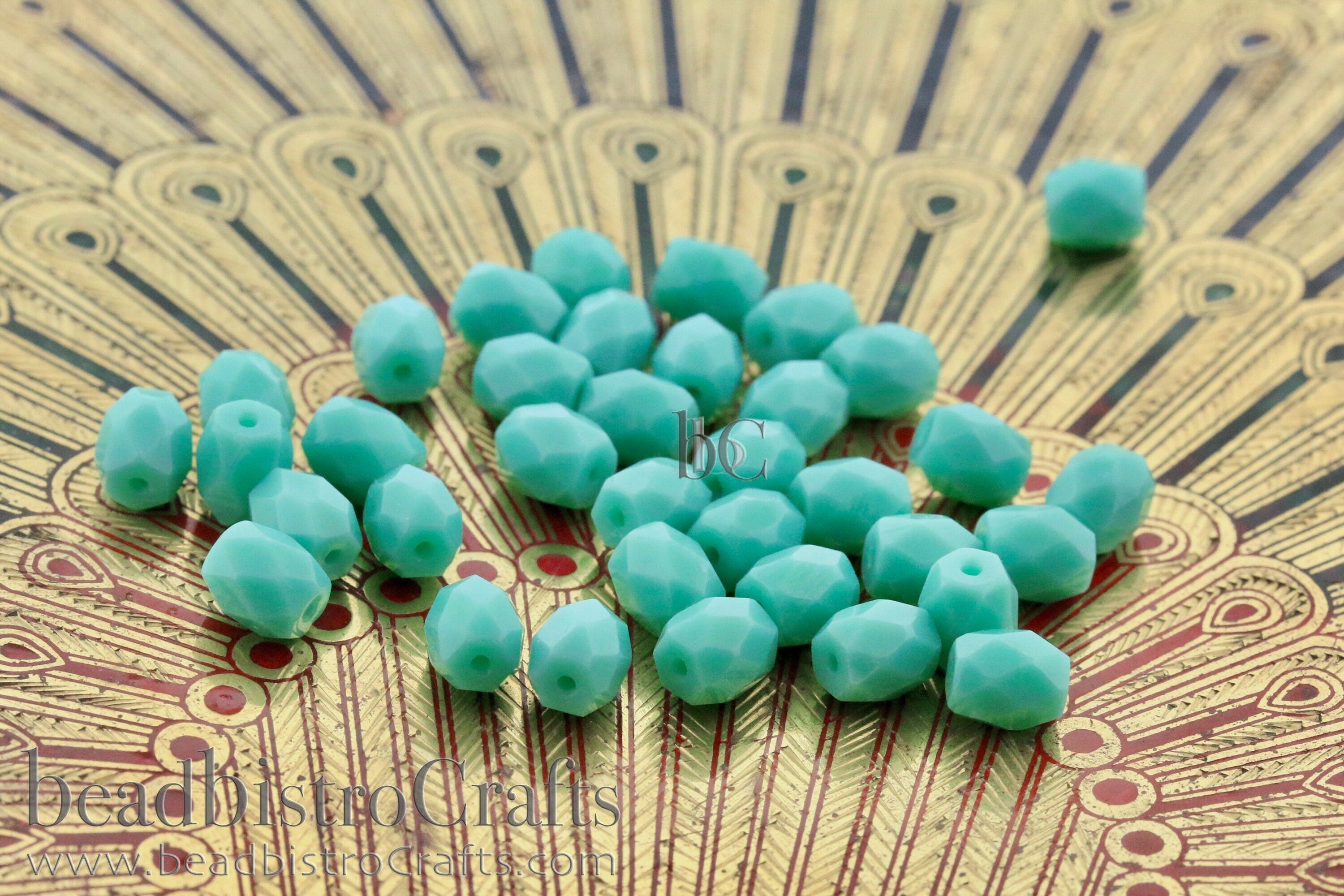 Czech Facetted Beads - BAROS® Par Puca® Beads - Czech Glass Barrel shaped bead - Opaque JADE * NEW * (20pcs) 6x5mm