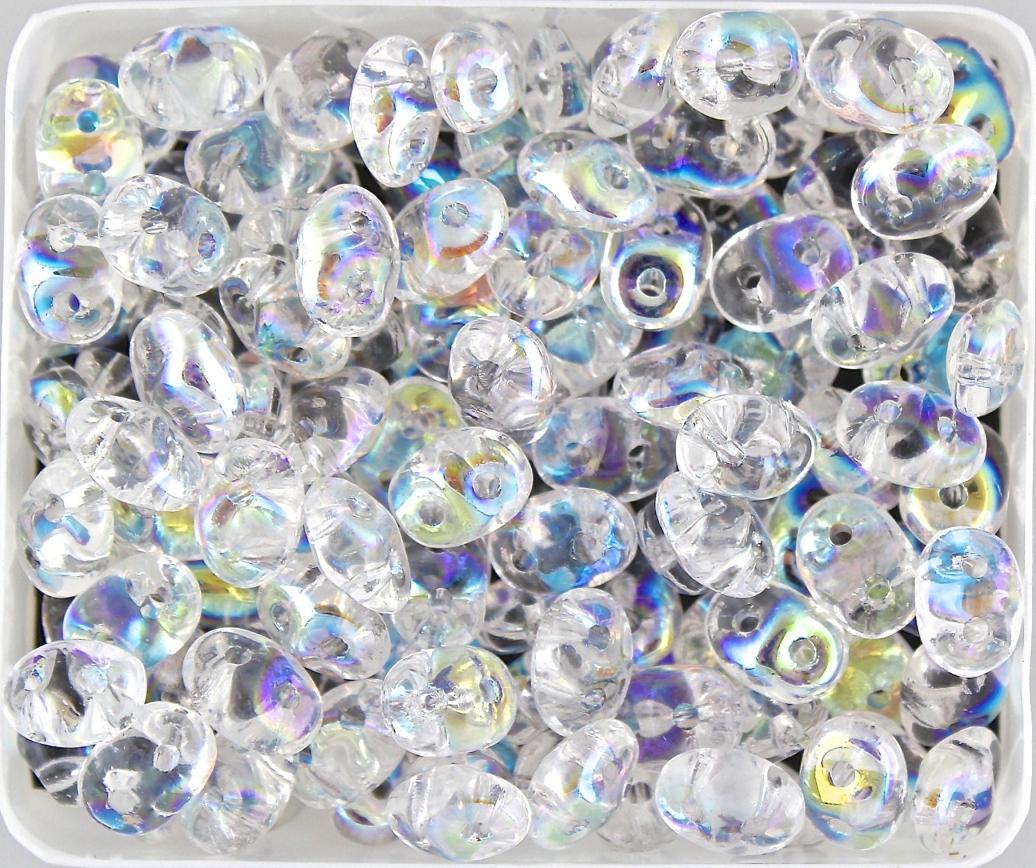 20g Czech 2-hole SuperDuo Beads - Crystal AB * 2.5x5mm