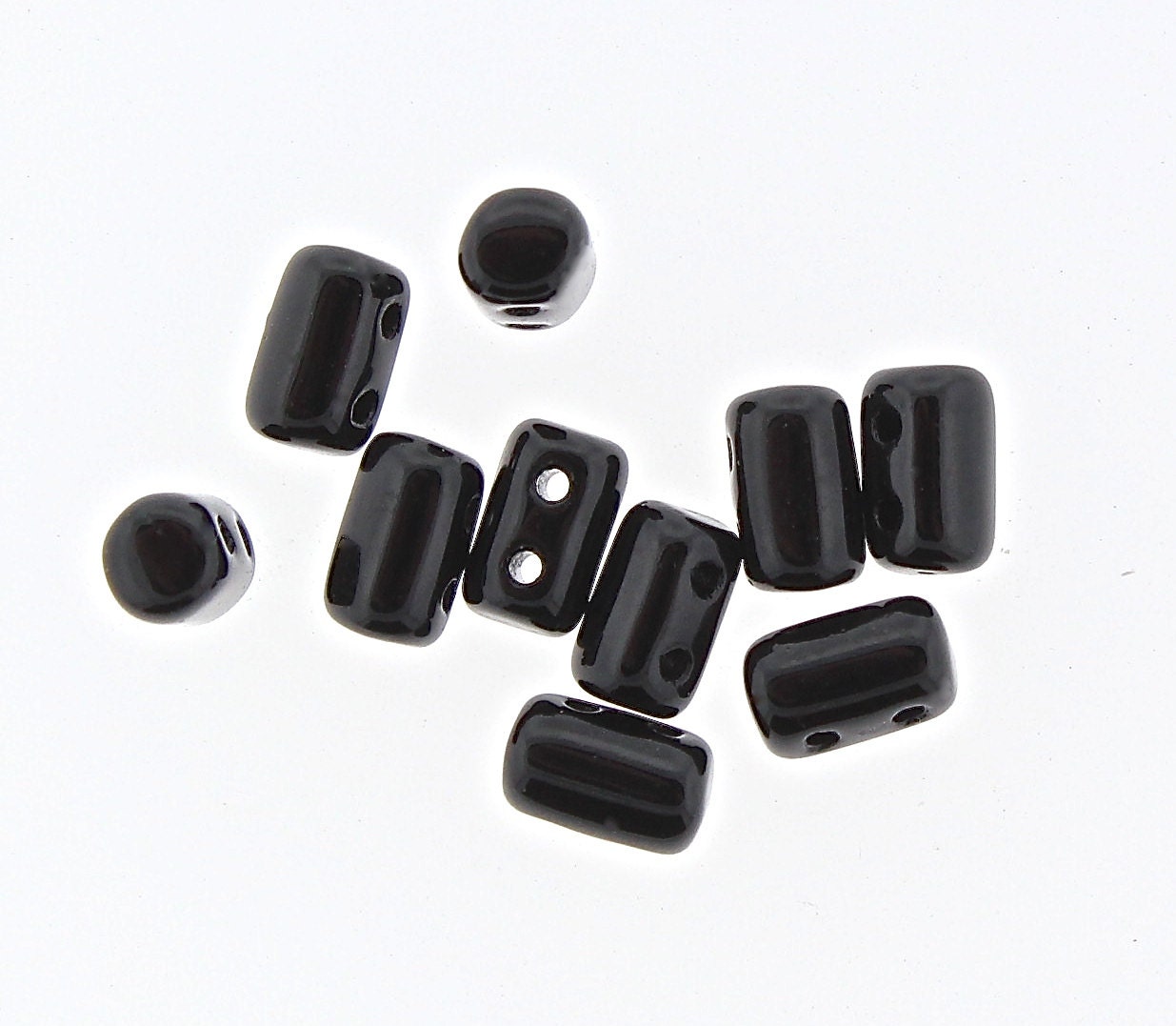 20g Czech Glass 2 hole Rulla beads Jet 3x5mm Rullas