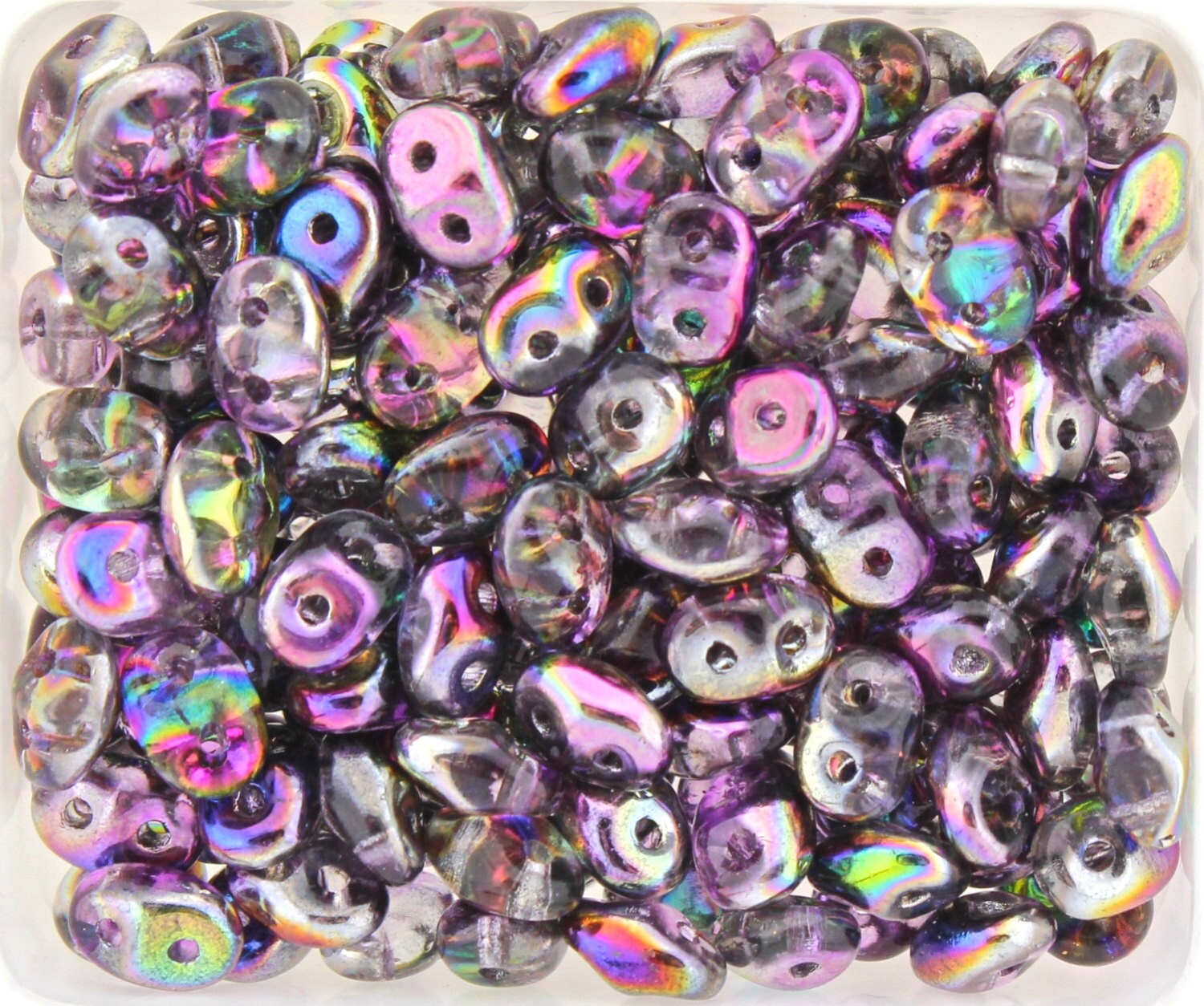 20g Czech SuperDuo 2-hole Beads - Crystal MAGIC Violet Grey * 2.5x5mm