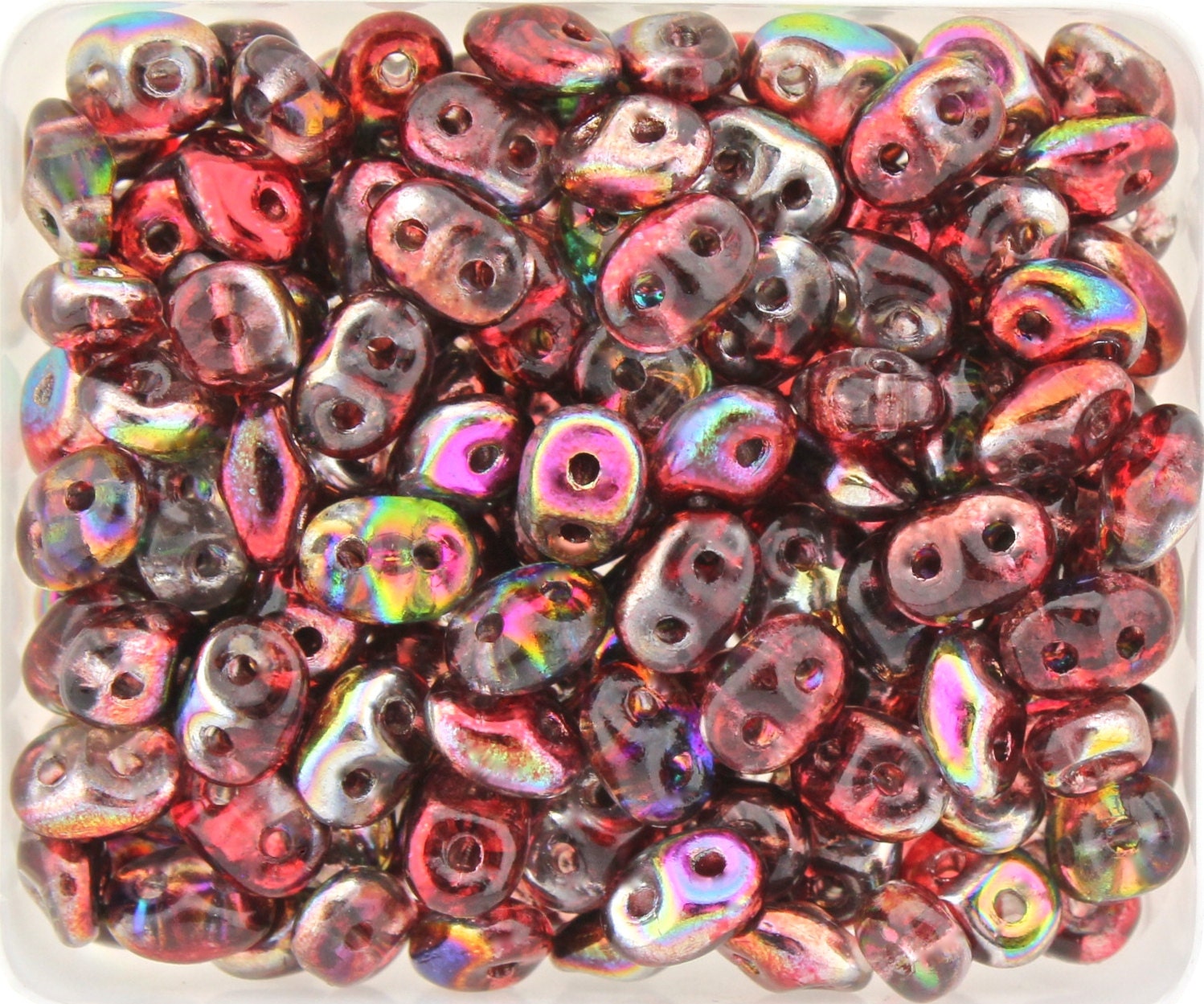 20g Czech SuperDuo 2-hole Beads - Crystal MAGIC RED BROWN * 2.5x5mm