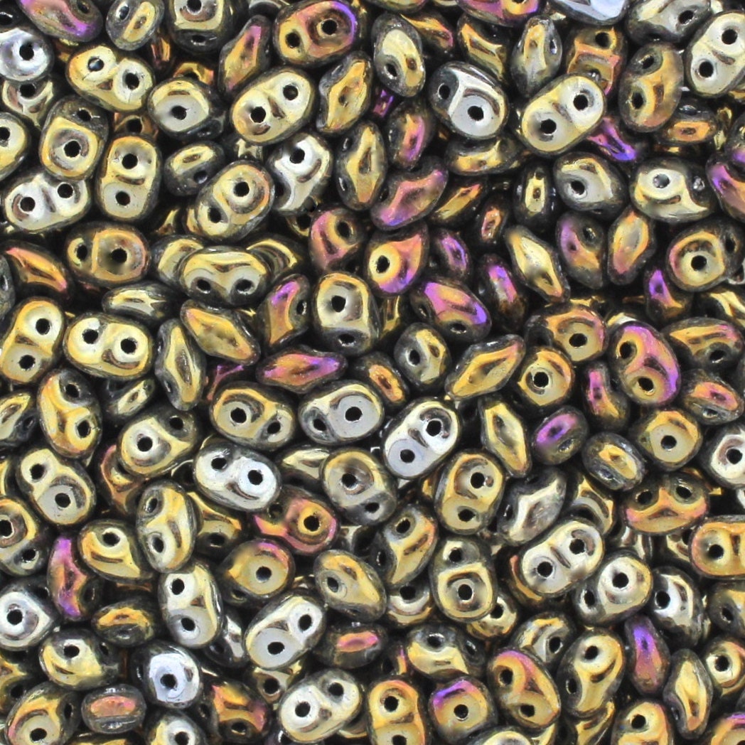 20g Czech SuperDuo 2 hole beads - Jet BROWN IRIS * 2.5x5mm