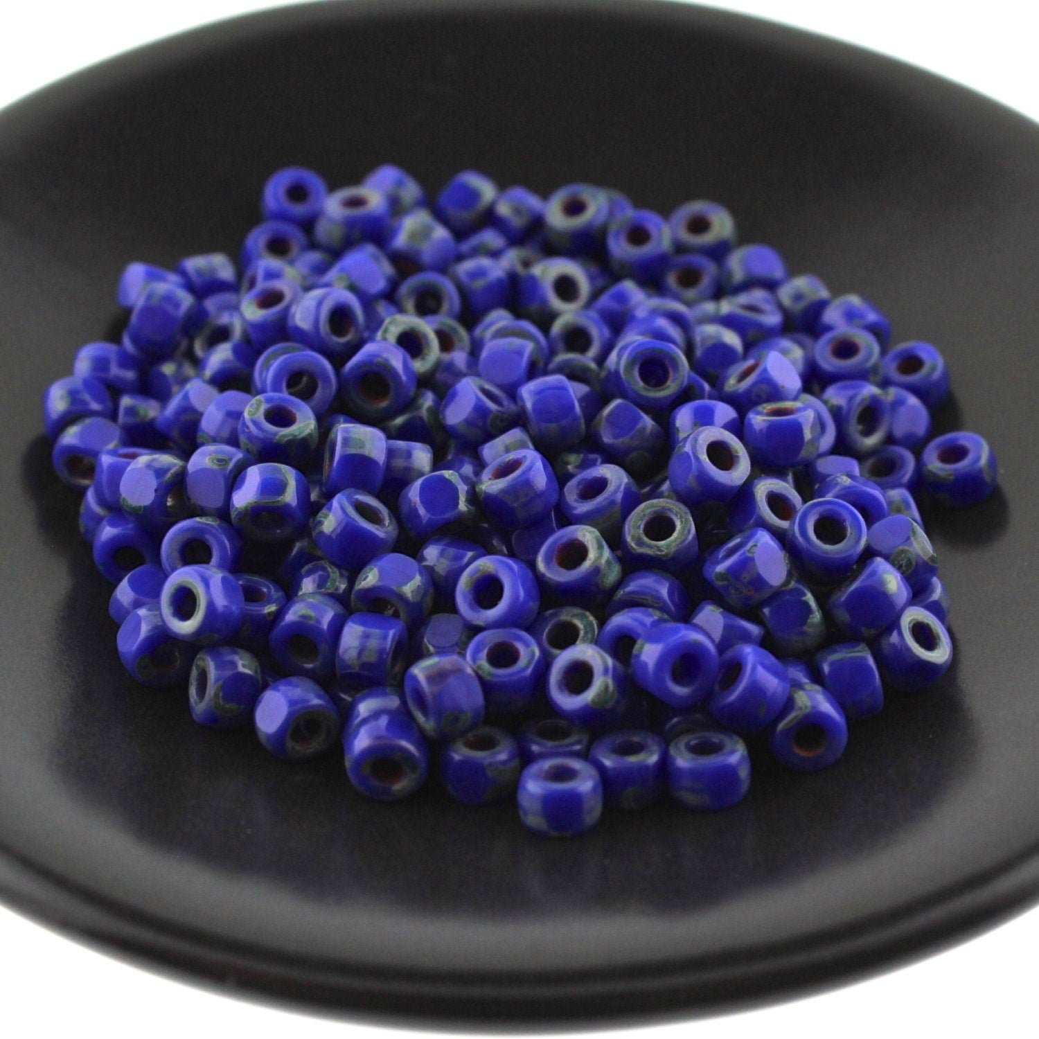 10g Matubo 3 CUT 6/0 beads Opaque Blue Travertine Dark size 6/0 seed beads