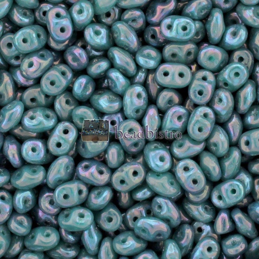 20g Czech SuperDuo 2 hole beads *** NEBULA Opaque Turquoise 2.5x5mm